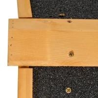 PawHut Outdoor Rabbit Cage Elevated Pet House w/ Slide-Out Tray, Natural Wood & Black(m-11)