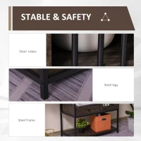 HOMCOM 4-Tier Industrial Style Bookcase with Open Storage Display Rack, Drawer, Cabinet for Living Room, Dark Brown(m-6)