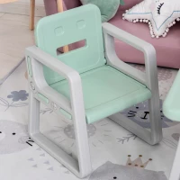 Qaba 3-Piece Kids Table and Chair Set Writing Desk with Armrest, Storage Space for Toddler Activities, Green(m-8)