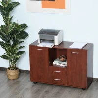 Vinsetto Multifunction Office Filing Cabinet Printer Stand with 2 Drawers, 2 Shelves, & Smooth Counter Surface, Brown(m-8)