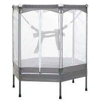 Qaba 59" Mini Rebounder Trampoline for Kids with Net Enclosure, Elastic Harness, & Heavy Duty Bungees(m-11)