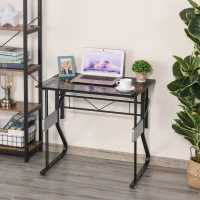 HOMCOM Writing PC Computer Desk with Height Adjustable Monitor Stand and Foot Pads for Home Office Workstation, Black(m-2)
