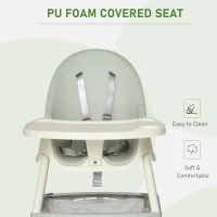 Qaba High Chair Baby Seat with Removable Food Tray for Kids 6 Months - 3 Years, Green(m-7)