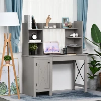 HOMCOM Home Office Computer Desk with Hutch and Storage Cabinet and 6 Shelves, Grey(m-2)