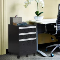 HOMCOM 23.25" 3-Drawer Office Storage Cabinet with Wheels, Dark Wood(m-2)