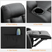 HOMCOM Luxury Faux Leather Heated Vibrating 8 Point Massage Recliner Chair with 360 Swivel and Remote, Black(m-5)