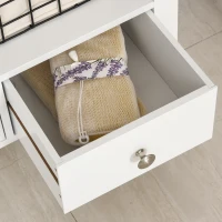 kleankin X- Frame Freestanding Floor Bathroom Storage with Two Drawers, Storage Organizer, Cabinet with 3 Shelves, White(m-15)