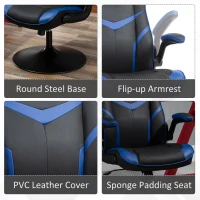 Vinsetto High Back Video Gaming Chair Height Adjustable Flip-up Armrest 360° Swivel Racing Gamer with Pedestal Base, Black and Blue(m-4)