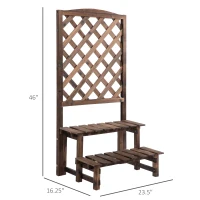 Outsunny Outdoor Plant Stand, Wooden Tiered Plant Shelf with Trellis for  Climbing Vines, Ladder Flower Pot Display Stand for Patio Garden Balcony Living Room(m-3)