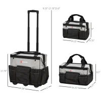 DURHAND 3pcs Rolling Mobile Tool Bag Electrician with 3 Bags for Organization/Storage and Adjustable Carrying Handle(m-3)