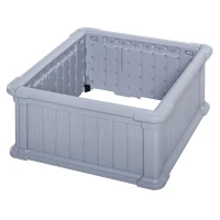 Outsunny 24'' x 24'' x 12'' Raise Garden Bed, Planter Box, Above Ground Garden for Flowers, Herb, Vegetables with Easy Assembly, Grey(m-1)