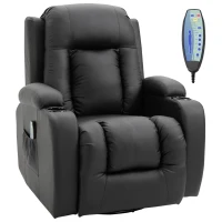 HOMCOM Luxury Faux Leather Heated Vibrating 8 Point Massage Recliner Chair with 360 Swivel and Remote, Black(m-1)