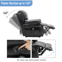 HOMCOM Power Massage Recliner Chair with Heat and Remote Control, 8 Massaging Points, PU Leather - Black(m-4)