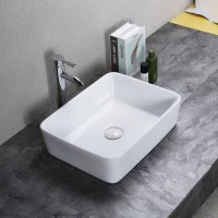 kleankin Rectangular Vessel Sink Above Counter Art Basin Porcelain Ceramic Bathroom Vanity Laundry Sink - High Glossy White(m-2)