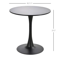 HOMCOM  Modern 27.5" Round Cocktail Table with a Stable Metal Base for Living Room, Porch, and Parties, Black(m-3)