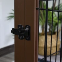 PawHut 4 in 1 Furniture Style Dog Crate End Table, Pet Gate, Dog Fence with Removable Top, Brown(m-11)