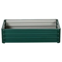 Outsunny Galvanized Raised Garden Bed, 4' x 2' x 1' Metal Planter Box, for Growing Vegetables, Flowers, Herbs, Succulents, Green(m-11)