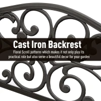 Outsunny 50" Vintage Floral Garden Cast Iron Patio Bench(m-5)