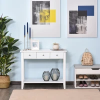 HOMCOM Console Table Industrial Desk with Drawer Bottom Shelf & Large Tabletop for Entryway or Living Room, White(m-9)