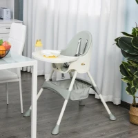 Qaba High Chair Baby Seat with Removable Food Tray for Kids 6 Months - 3 Years, Green(m-2)