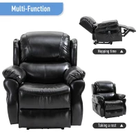 HOMCOM Power Massage Recliner Chair with Heat and Remote Control, 8 Massaging Points, PU Leather - Black(m-7)
