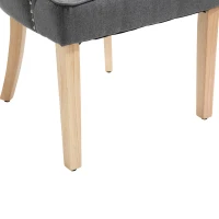 HOMCOM 2 Piece Fabric Dining Chairs Set of 2, Leisure Padded Accent Chair with Armrest, Solid Wooden Legs, Dark Grey(m-15)