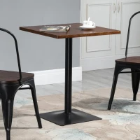 HOMCOM Retro Industrial Square Dining Coffee Bistro Table with Metal Base for Kitchen & Home Bar, Black and Brown(m-2)