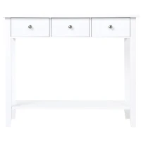 HOMCOM Console Table Industrial Desk with Drawer Bottom Shelf & Large Tabletop for Entryway or Living Room, White(m-8)