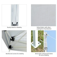 Outsunny 13' x 13' Pop Up Canopy Tent with 3-Level Height Adjustable, Instant Sun Shelter, Tents for Parties with Carry Bag, White(m-6)