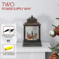 HOMCOM Christmas Snow Globe WaterLantern Music Box with Light, Ring Handle Holiday Home Novelty Decorations, Santa Bring Gift with Reindeer(m-7)
