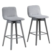 HOMCOM Swivel Bar Stools Set of 2, Counter Height Barstools Linen Fabric Padded Chair with 26.5" Seat Height and Footrest, Grey(m-1)
