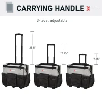 DURHAND 3pcs Rolling Mobile Tool Bag Electrician with 3 Bags for Organization/Storage and Adjustable Carrying Handle(m-5)