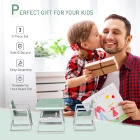 Qaba 3-Piece Kids Table and Chair Set Writing Desk with Armrest, Storage Space for Toddler Activities, Green(m-7)