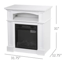 HOMCOM 31.75" W x 31" H Electric Fireplace Mantel TV Stand, Media Console Center Cabinet with a Shelf, White(m-3)