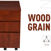 HOMCOM 3 Drawer Storage Cabinet, Mobile Desk Cabinet Under Desk with Wheels, Printer Stand for Home Office, Brown(m-5)