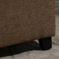 HOMCOM Tufted Ottoman Linen-Touch Fabric Upholstered Footrest Stool with Anti-Slip Pads, Brown(m-9)