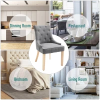 HOMCOM 2 Piece Fabric Dining Chairs Set of 2, Leisure Padded Accent Chair with Armrest, Solid Wooden Legs, Dark Grey(m-6)