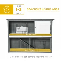 PawHut 48" Wooden Rabbit Hutch Bunny Cage Small Animal House Enclosure with Ramp, Removable Tray and Weatherproof Roof for Outdoor, Gray(m-4)