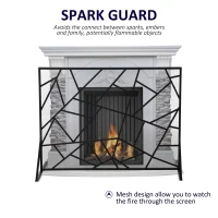 HOMCOM Single-Panel Metal Fireplace Screen Cover Stainless Steel Spark Guard Art Modern Decoration, Black(m-4)