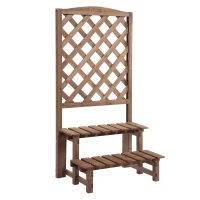 Outsunny Outdoor Plant Stand, Wooden Tiered Plant Shelf with Trellis for  Climbing Vines, Ladder Flower Pot Display Stand for Patio Garden Balcony Living Room(m-10)