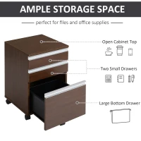 HOMCOM 23.25" 3-Drawer Office Storage Cabinet with Wheels, Brown(m-4)