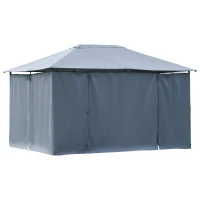 Outsunny 10' x 13' Outdoor Patio Gazebo Canopy Shelter with 6 Removable Sidewalls, & Steel Frame for Garden, Lawn, Backyard and Deck, Grey(m-10)