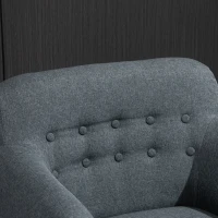 HOMCOM Accent Chair Linen-Touch Tufted Armchair Upholstered Leisure Lounge Sofa Club Chair with Wood Legs, Grey/Walnut(m-8)