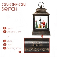 HOMCOM Christmas Snow Globe WaterLantern Music Box with Light, Ring Handle Holiday Home Novelty Decorations, Santa Play Violin(m-8)