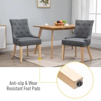 HOMCOM 2 Piece Fabric Dining Chairs Set of 2, Leisure Padded Accent Chair with Armrest, Solid Wooden Legs, Dark Grey(m-5)