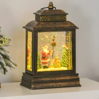 HOMCOM Christmas Snow Globe WaterLantern Music Box with Light, Ring Handle Holiday Home Novelty Decorations, Santa Play Violin(m-2)