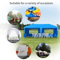 Outsunny Large 10' x 20' Gazebo Canopy Party Tent with 4 Removable Window Side Walls,Wedding, Picnic Outdoor Events - Blue(m-4)