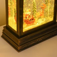 HOMCOM Christmas Snow Globe WaterLantern Music Box with Light, Ring Handle Holiday Home Novelty Decorations, Santa Bring Gift with Reindeer(m-15)