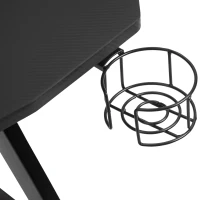 HOMCOM 55" Gaming Desk Home Office Computer Desk Gamer Workstation with Cup Holder, Headphone Hook and Cable Management, Black(m-9)