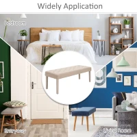 HOMCOM Simple Tufted Upholstered Ottoman Accent Bench with Soft Comfortable Cushion & Fashionable Modern Design, Beige(m-6)